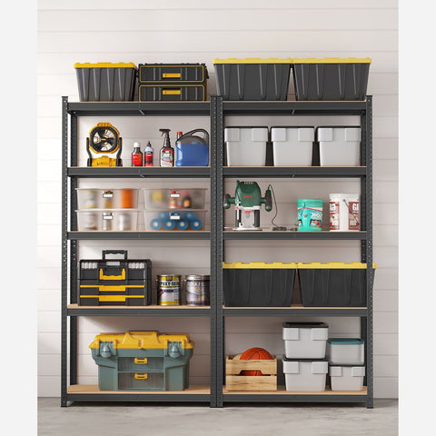 Rootz Storage Rack - Set Of 2 Storage Racks - Standing Shelves - 5 Shelves Storage Racks - Storage Shelves - With 5 Shelves - Grey - 50 x 100 x 200 cm