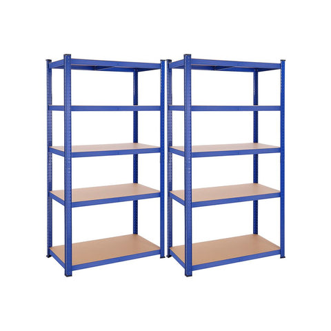 Rootz Storage Rack - Set Of 2 Storage Racks - Standing Shelves - 5 Shelves Storage Racks - Storage Shelves - With 5 Shelves - Blue - 50 x 100 x 200 cm
