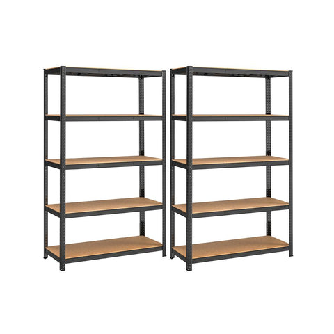Rootz Storage Rack - Cellar Shelves - Set Of 2 Cellar Shelves - Standing Shelves - 5 Shelves Storage Racks - Storage Cellar Shelves - Black - 60 x 120 x 200 cm