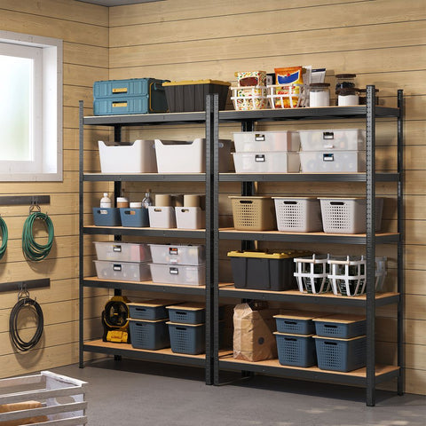 Rootz Storage Rack - Cellar Shelves - Set Of 2 Cellar Shelves - Standing Shelves - 5 Shelves Storage Racks - Storage Cellar Shelves - Black - 60 x 120 x 200 cm