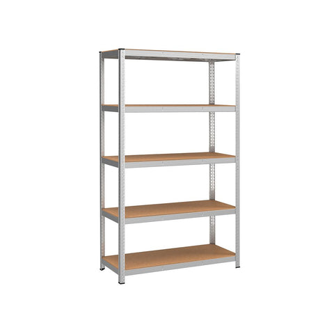 Rootz Storage Rack - Storage Shelves - Heavy-duty Shelving - 5 Levels Storage Rack - Adjustable Shelves - Metal Storage Shelves - Steel/MDF - Silver - 200 x 120 x 60 cm