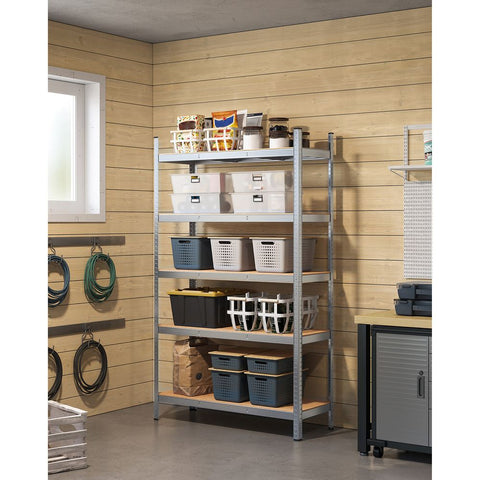 Rootz Storage Rack - Storage Shelves - Heavy-duty Shelving - 5 Levels Storage Rack - Adjustable Shelves - Metal Storage Shelves - Steel/MDF - Silver - 200 x 120 x 60 cm