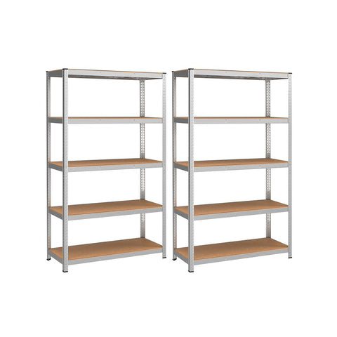 Rootz Storage Rack - Cellar Shelves - Set Of 2 Cellar Shelves - Standing Shelves - 5 Shelves Storage Racks - Storage Cellar Shelves - Black - 60 x 120 x 200 cm