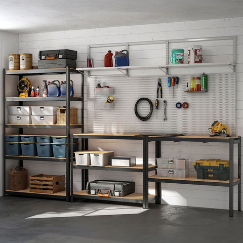 Rootz Cellar Shelf - Heavy Duty Shelf - With 5 Adjustable Shelves - Tall Storage Shelving - Utility Shelving - Gray - 60 x 120 x 200 cm