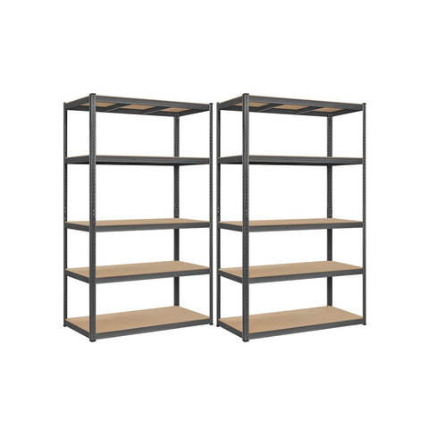 Rootz Cellar Shelf - Set Of 2 Cellar Shelves - Wine Storage Solutions - Custom Wine Cellars - Wine Cellar Racks - Wine Storage Units - Powder-coated Steel - MDF - Grey - 60 x 120 x 200 cm (D x W x H)