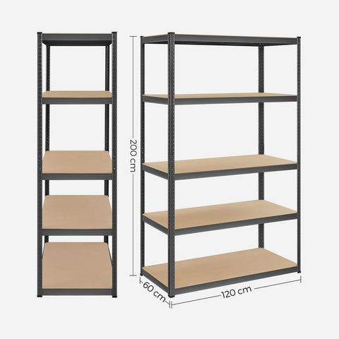 Rootz Cellar Shelf - Set Of 2 Cellar Shelves - Wine Storage Solutions - Custom Wine Cellars - Wine Cellar Racks - Wine Storage Units - Powder-coated Steel - MDF - Grey - 60 x 120 x 200 cm (D x W x H)