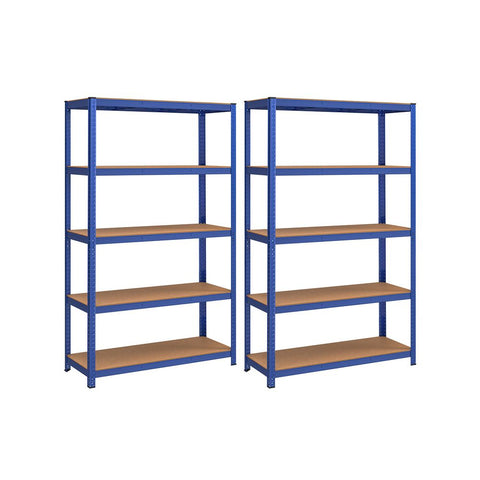 Rootz Storage Rack - Cellar Shelves - Set Of 2 Cellar Shelves - Standing Shelves - 5 Shelves Storage Racks - Storage Shelves - With 5 Shelves - Blue - 60 x 120 x 200 cm