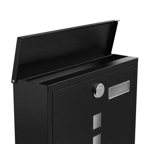 Rootz Brievenbus - Woonbrievenbus - Postbrievenbus - Wandbrievenbus - Brievenbus Met Slot - Moderne Brievenbus - RVS Brievenbus - Zwart - 30,5 x 9,5 x 33,3 cm (L x B x H)
