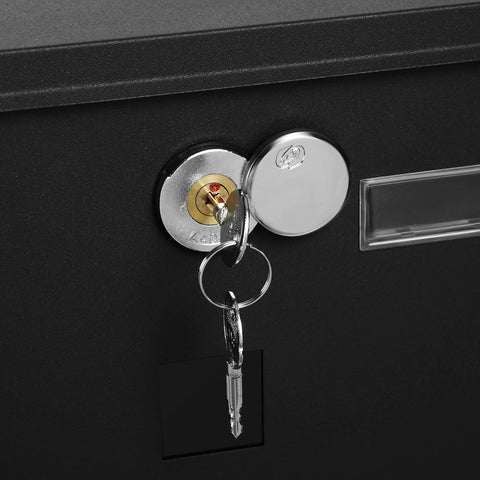 Rootz Brievenbus - Woonbrievenbus - Postbrievenbus - Wandbrievenbus - Brievenbus Met Slot - Moderne Brievenbus - RVS Brievenbus - Zwart - 30,5 x 9,5 x 33,3 cm (L x B x H)