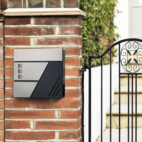 Rootz Mailbox - Wall Letterbox - Wall-mounted Mailbox - Post-Mounted Mailbox - Mailbox For Letters - With Viewing Window - Silver Anthracite - 37 x 10.5 x 37 cm