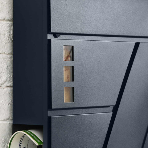Rootz Mailbox - Wall Letterbox  -Wall-Mounted Mailbox - Post-Mounted Mailbox - Mailbox For Letters - Anthracite - 7 x 10.5 x 37 cm