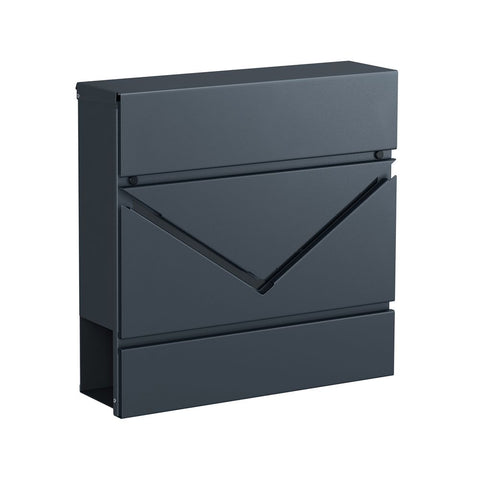 Rootz Brievenbus - Brievenbus Met Krantenvak - Brievenbus Met Krantenbus - Wandbrievenbus - Antraciet - 37 x 10,5 x 37 cm