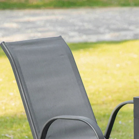 Rootz Garden Chair - Set Of 2 Garden Chairs With Armrests - Garden Dining Chairs - Metal - Breathable Mesh Fabric - Grey - 70 x 54 x 90 cm