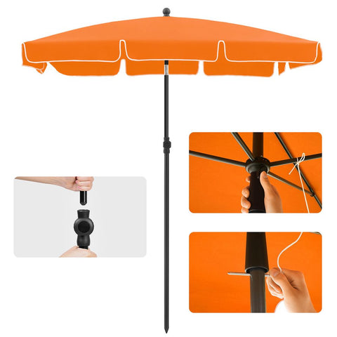 Rootz Parasol - Beach Umbrella - Market Umbrella - Garden Umbrella - Foldable Garden Umbrella - Outdoor Parasol - Garden Parasol - Sunshade Parasol - Umbrella Parasol - Orange - 2 x 1.25 m