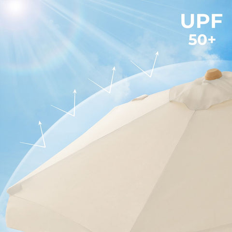 Rootz Sonnenschirm – Outdoor-Sonnenschirm – Garten-Sonnenschirm – Sonnenschirm-Sonnenschirm – Regenschirm-Sonnenschirm – Strand-Sonnenschirm – Markt-Sonnenschirm – Beige – 300 cm