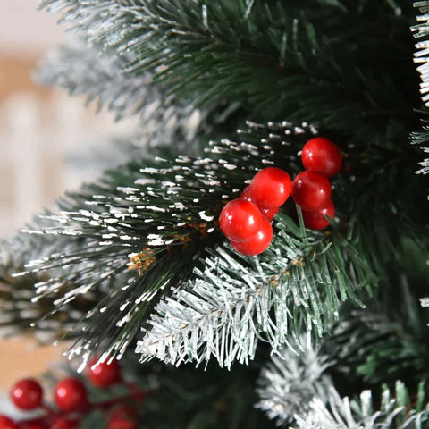 Rootz Kerstboom - Kunstkerstboom - Spar - Rode Bessen - Kerstversiering - 60cm x 60cm x 180cm