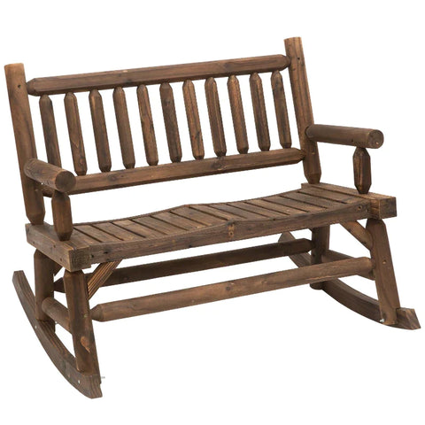 Rootz Rocking Chair - Rocking Bench - Garden Chair - 2-seat - Solid Wood - Dark Brown - L112 x B67 x H93 cm