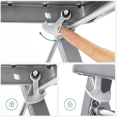 Rootz Tritthocker – Tritthocker mit 3 Stufen – klappbarer Tritthocker – tragbarer Tritthocker – Küchen-Tritthocker – Badezimmer-Tritthocker – leichter Tritthocker – Grau/Schwarz