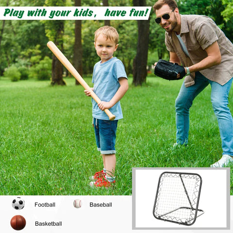 Rootz Rebounder Net - Football Rebounder Net - Foldable Kickback Goal - Rebound Wall Net - Adjustable - Black - 78 x 84 x 65-78 cm