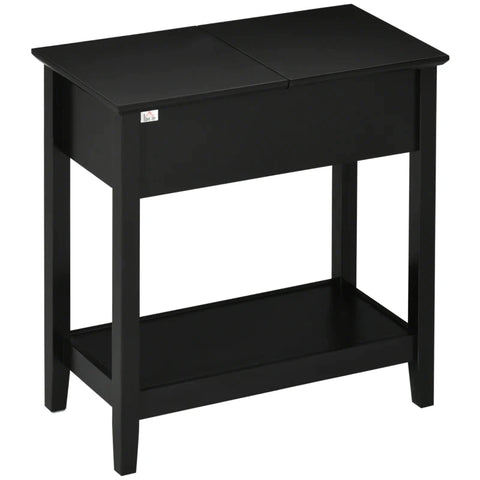 Rootz Console Table - Retro Design Console Table - with Storage Compartment and Shelf - Black - 28.2cm x 56.5cm x 60cm