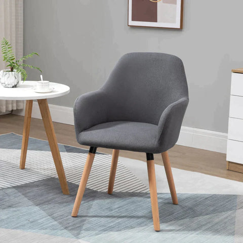 Rootz Dining Chair - Kitchen Chair - Armchair - Living Room - Wooden Legs - Dark Gray/Natural - 56 cm x 60 cm x 85 cm