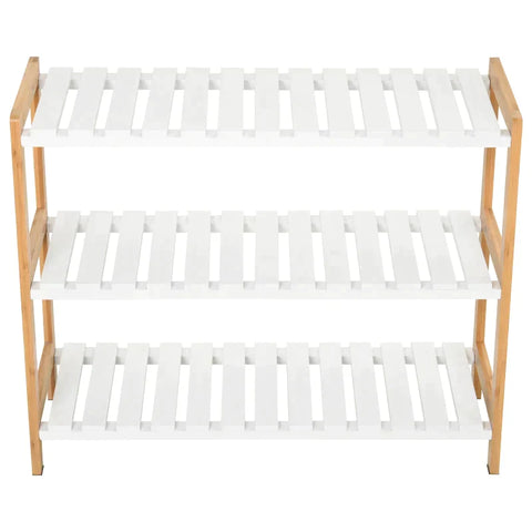Rootz Shoe Rack - Pine Shoe Rack - Bathroom Shelf - Shoe Cabinet with 3 Shelves - Shelf for Shoes - White