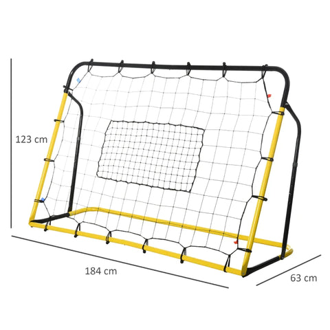 Rootz Soccer Goal - Soccer Net - Soccer Rebounder Goal - Rebound Wall Net - Soccer Rebound Wall - Yellow/Black - 184 x 63 x 123 cm