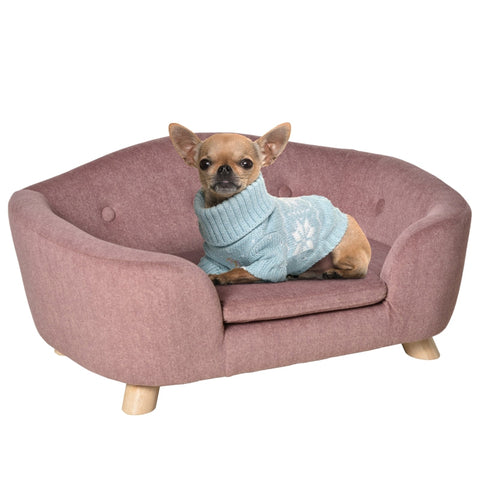 Rootz Pet Sofa - Hondenmat - Hondenbed - Hondensofa - Hondensofa - Kattensofa met Kussen - Achterzak - Pluche Foam - Grenenhout - Roze - 70 x 47 x 30 cm