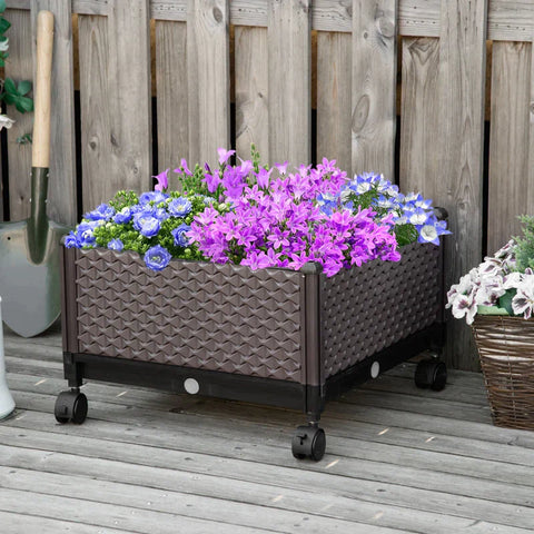 Rootz Raised Bed - Garden Bed - Garden Planter Bed - Flower Box - Brown - 50 x 50 x 33 cm