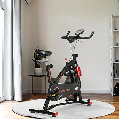 Rootz Fahrradtrainer – Sitz und Lenker höhenverstellbar – Digitalanzeige – Handyhalterung – Schwarz + Rot – 47 x 120 x 117 cm