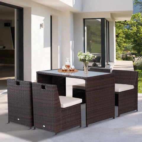 Rootz Garden Furniture Set - Garden Furniture - Furniture Set - Brown/Khaki