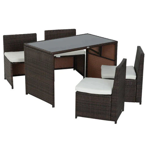 Rootz Garden Furniture Set - Garden Furniture - Furniture Set - Brown/Khaki