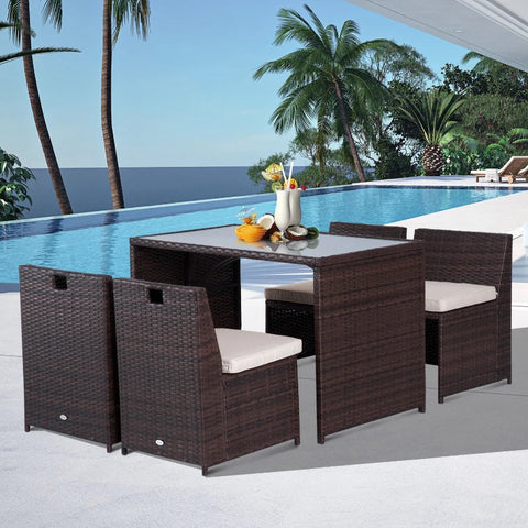 Rootz Garden Furniture Set - Garden Furniture - Furniture Set - Brown/Khaki