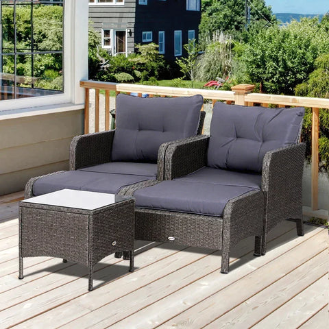 Rootz Garden Sofa Set - Garden Furniture Seating - Group Garden Set - Dark Gray