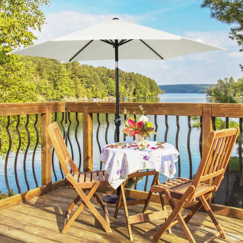 Rootz Parasol - Folding Umbrella - Garden Parasol - Garden Umbrella - Aluminum - Cream White