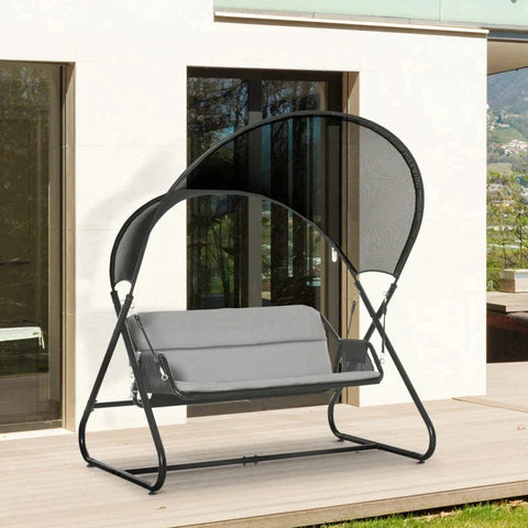 Rootz Gartenschaukel – 2-Sitzer-Schaukelstuhl – Sonnenliege – 2-Personen-Schaukel – Outdoor-Schaukelbank – mit Sitzkissen – Schwarz – 166 x 140 x 187 cm