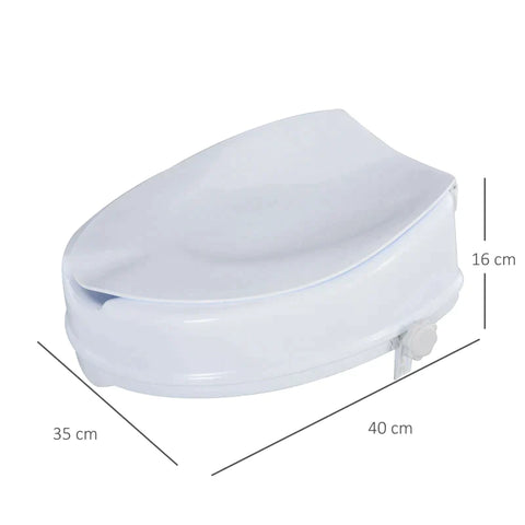 Rootz Raised Toilet Seat - Toilet Attachment - Toilet Raiser - Toilet Seat Raiser - With Lid - White - 35 x 40 x 16 cm