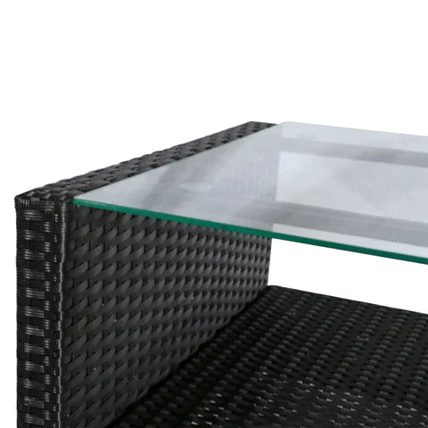 Rootz Sofa Set - Garden Furniture Set - Poly Rattan Seating Set - Double Sofa - Single Armchairs - Black- 124 x 68 x 76 cm