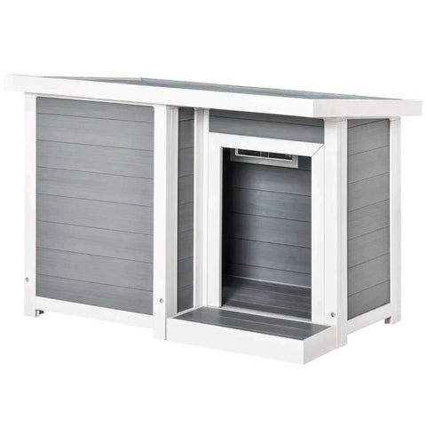 Rootz Hondenkennel - Houten Hondenhok - Hondenhok - Hondenkooi - Knaagdierhuis - WPC - Grijs/Wit - 102L x 70B x 73H cm