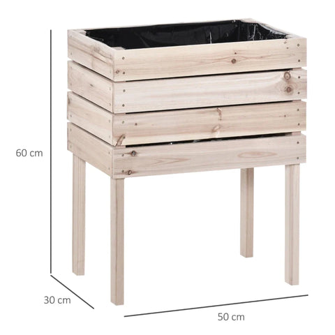 Rootz 4-piece Raised Bed - Planter - Planter Box - Made Of Wood - 4 Combination Modes In The Garden And Balcony - Natural - 50 x 30 x 60 cm