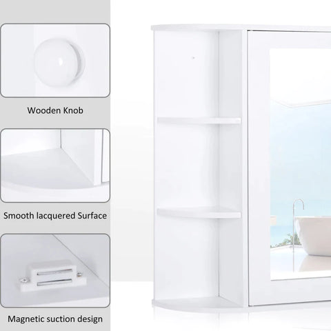 Rootz Wall Mirror Cabinet - Wall Cabinet - Mirror Cabinet - Wall Mirror - Wall Cabinet - White