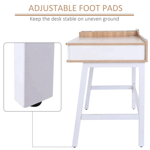 Rootz Desk - Writing Desk - Computer Desk - White/Natural - 100 cm x 55 cm x 81.5 cm