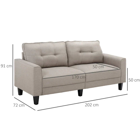 Rootz Sofa - 2 Seater Sofa - Home - Living Room - Black + Beige - 202cm x 72cm x 91cm