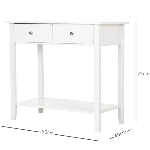 Rootz Console Tafel - Haltafel - Bijzettafel Met 2 Laden - Dressoir - Massief Hout - 80 x 40 x 75 cm