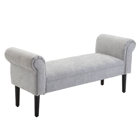 Rootz Ottoman Bench - Upholstered Bench - Bench Seat - End Of Bed Bench - Grey - 132 x 45.5 x 58 cm