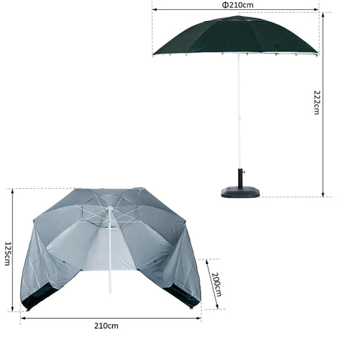 Rootz Umbrella - Sun Umbrella - Beach Umbrella - All-weather Umbrella - 2 In 1 Parasol - Dark Green