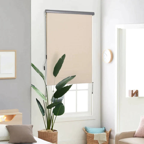Rootz Verticale Luifel - Balkonluifel - Zijrolgordijn - Luifel - Raamrolgordijn - Crème Wit - 140 x 200 cm