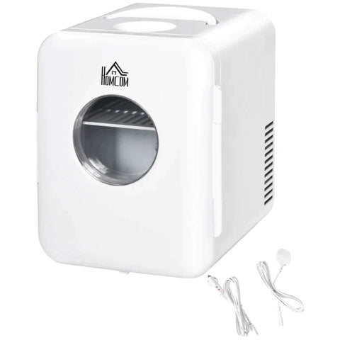 Rootz Mini Fridge - 4L Car Fridge - Cool Box - Car and Camping - White - 25.8 x 20.5 x 26.3 cm