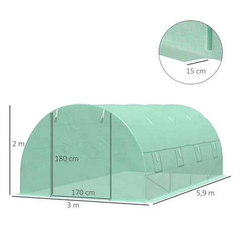 Rootz Foil Greenhouse - Tomato Greenhouse - Tunnel Cold Frame - Greenhouse - Tomato Foil Greenhouse - Green - 590 X 300 X 200 CM
