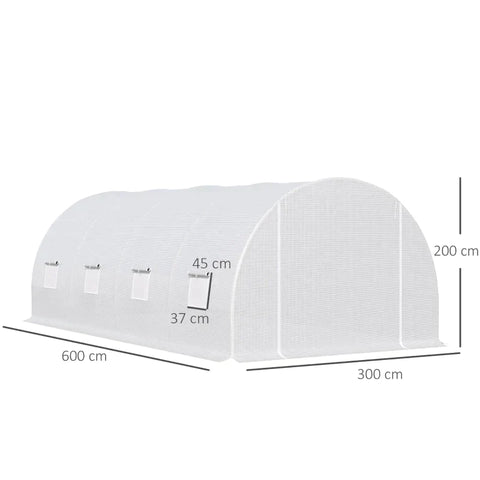 Rootz Foil Greenhouse - Polytunnel Greenhouse - Greenhouse - Plant House - Walk-in Greenhouse - Zippered Door - White - 6 X 3 X 2m